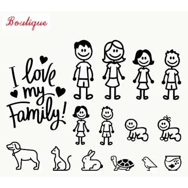 I Love My Family Car Motorcycle Window Waterproof Sunscreen Car Stickers Personalized Decals PVC Decorations 30cm X 24cm