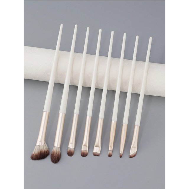 8-Pack Precision Eye Makeup Brush Set, Equipped With Sickle Liner, Eyebrow Brushes. Long Ergonomic Handles Suit Sensitive