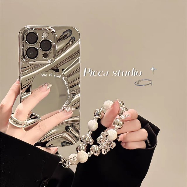 Make Up Mirror Lanyard Phone Case For iPhone 16 17 18 Pro Max 13 11 15 14 12 Air 17promax 16promax Shockproof Silicone Cover