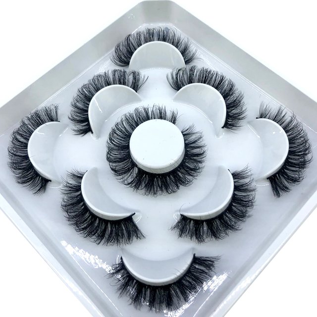 5 Pairs Fluffy Lashes 8-25mm 3D Mink Lashes Long Thick Natural False Eyelashes Wholesale Lashes Vendors Makeup Mink Eyelashes