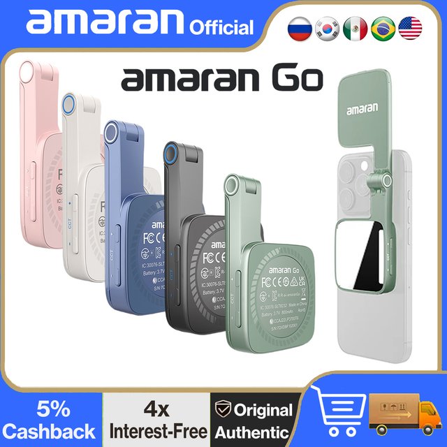 Amaran Go Magnetic Phone Selfie Light with Mirror Rechargeable Portable Light for Selfie Makeup Video Conference TikTok Youtube
