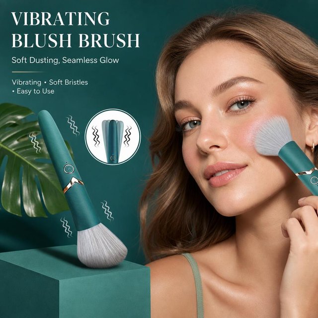 2 In 1 Electric Foundation Brush Vibration Makeup Brush Multi-Function Soft Fluffy Portable Rechargeable Detail Makeup Tools