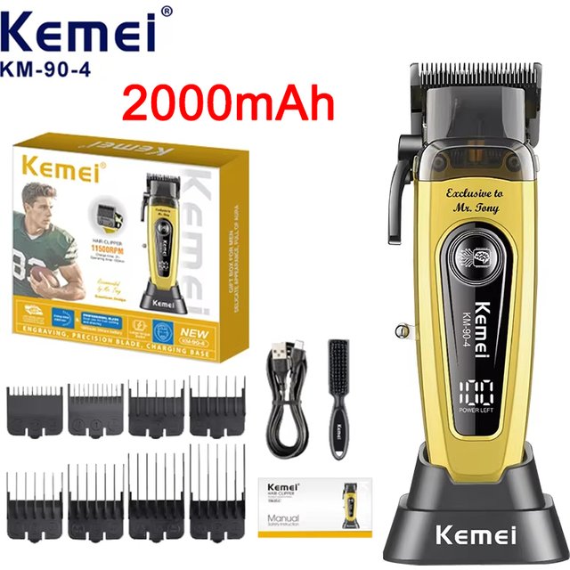 Kemei KM-90-4 Professional 11500 RPM Hair Clipper for Barbers Rechargeable Trimmers Brushless Motor Hair Cutting Machine for men
