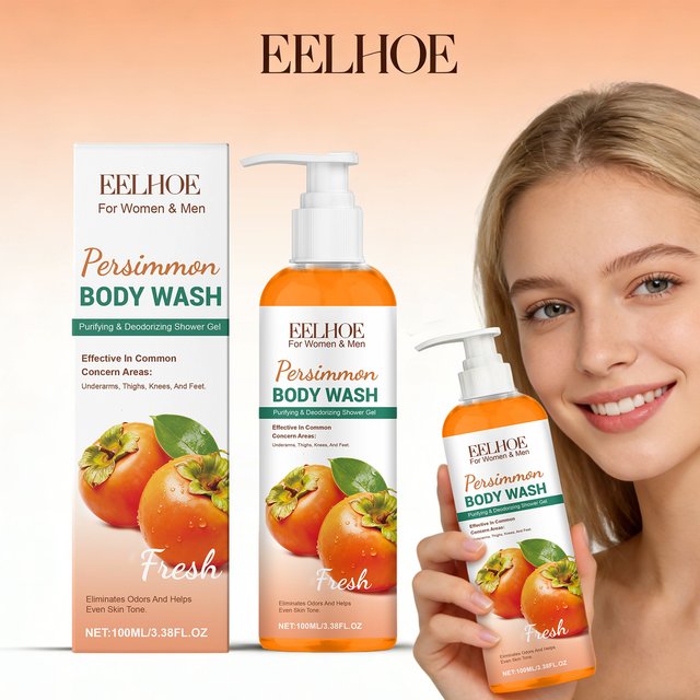 Gel douche au corps au kaki, élimine les odeurs, exfoliant, hydratant longue durée, rafraîchissant, contrôle de l'huile, parfum lissant
