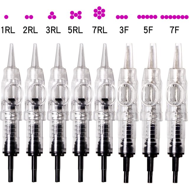 10/20/50/100Pcs Disposable Cartridge Replacement Tattoo Needles Tattoo Lips Machine 1RL/2RL/3RL/5RL/7RL for Permanent Makeup Pen