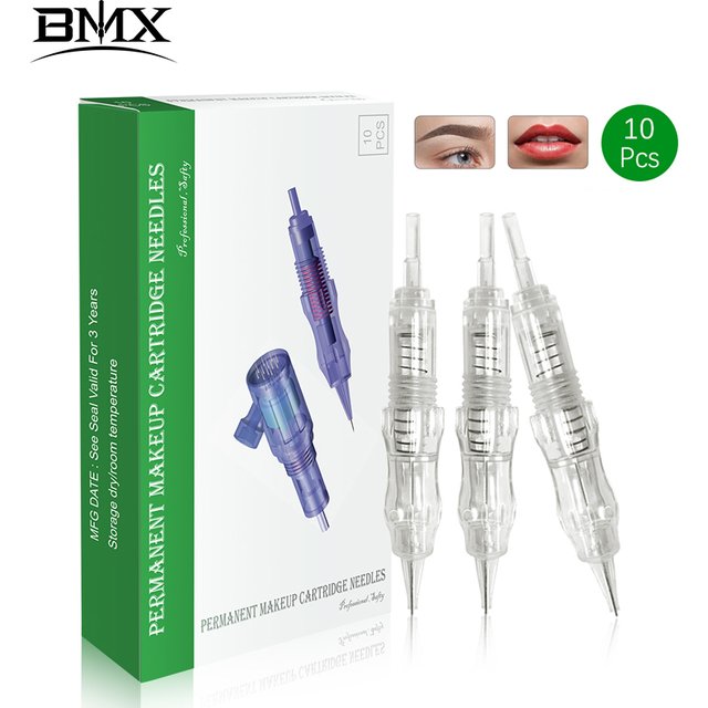 BMX 10pcs Permanent Makeup Needles Tattoo Cartridges for Eyebrow Eyeliner Lip Microblading for PMU & SMP Rotary PMU Machines