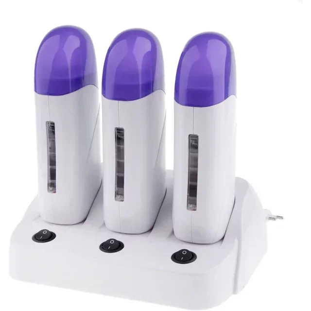 3 in 1 Depilatory Roll On Wax Heater Warmer Refillable Wax Cartridge Hair Removal Wax-melt Machine Skin Care Tool with Base