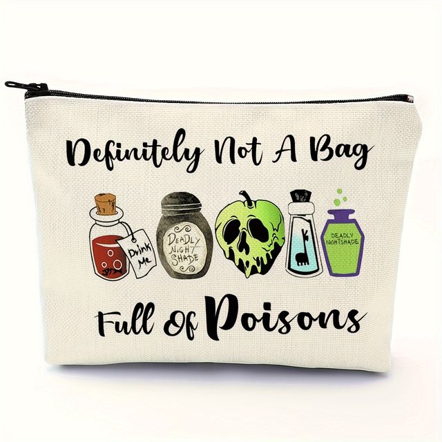 Evil Queen Poison Enthusiast Gift Large Capacity Makeup Bag with Zipper Perfect for Witch-Themed Cosmetic Pouch