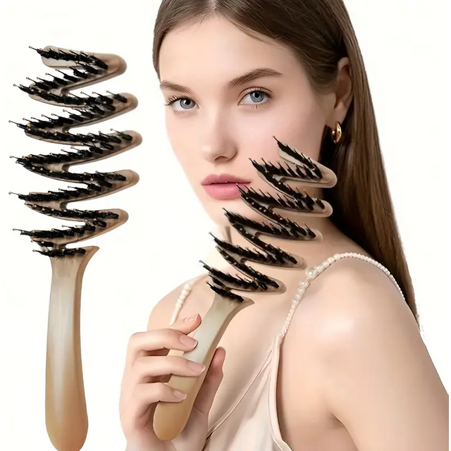 High-Quality Long-Handle Bristle Comb – Anti-Static Volumizing Hair Brush for All Hair Types, Smooth Full Hair