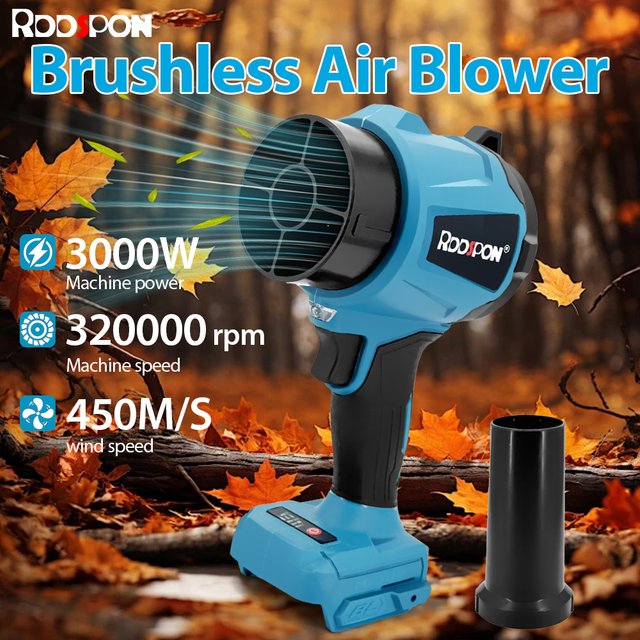 3000W brushless Hair dryer high power powerful handheld hair dryer dust and snow removal leaf turbo fan suitable for Makita bat
