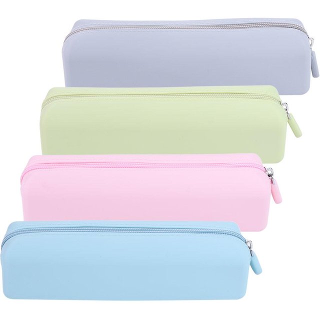 Portable Silicone Pen Bag with Zipper Waterproof Pencil Case Multi-function Large Capacity Cosmetics Storage Bag Makeup Brush