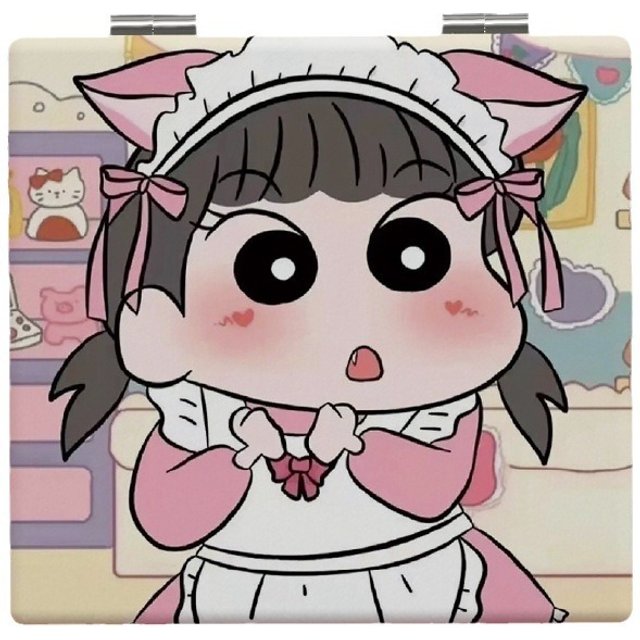 Anime Crayon ShinChanss Mini Mirror Kawaii Model Figure Portable Two-Sided Folding Makeup Mirror Girl Birthday Going Out Gifts