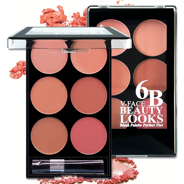 6 Shades Matte Blush Powder Palette Nude Peach Rose Blush Palette Long Lasting Face Makeup Cosmetics With Brush