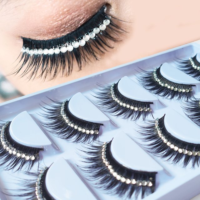 5 Pairs Makeup Diamond False Eyelashes Long Thick 3D Layers Shinning Eye Lashes Party Stage Show Catwalk Eyelash Cosmetics