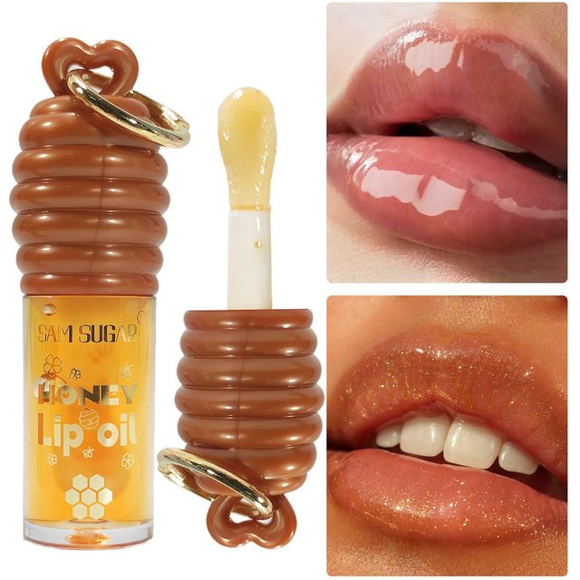 6ml Honey Essence Lip Oil Long-Lasting Moisture, Reduces Lip Lines Transparent Hydrating Lip Gloss