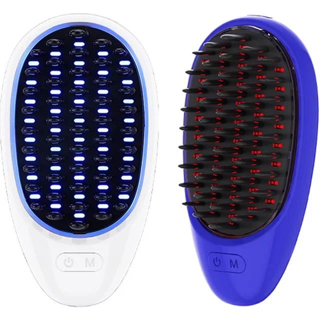 Red Blue LED Massage Comb Relief Head Scalp Massager For Hair Growth Hair Brush Vibration Red Blue Light Therapy Anti Hair Loss
