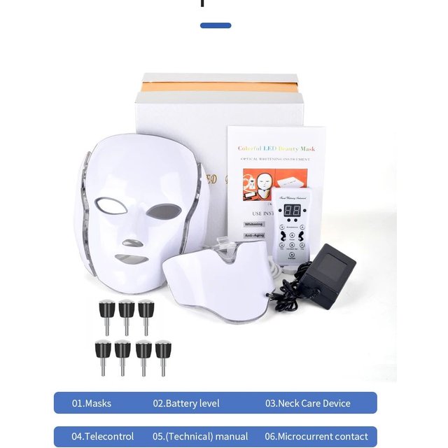 7 Colors LED Facial Mask with Neck LED Light Therapy Mask Skin Rejuvenation Anti Acne Beauty Device Face Lifting Firm Massager
