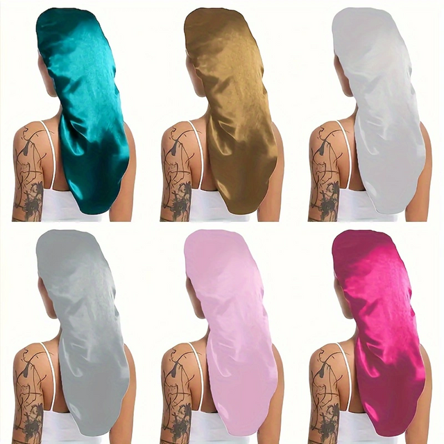 Silky Long Bonnet For Sleeping Solid Color Night Cap for women Hair Care Tools For Sleeping In Overnight