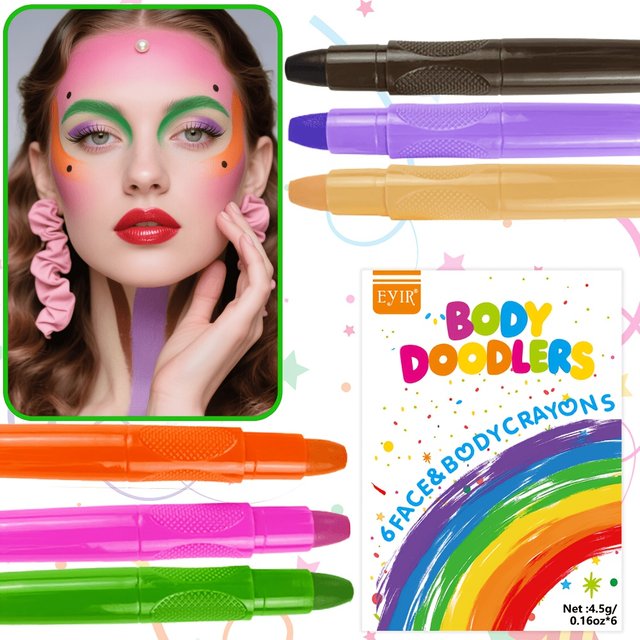 6 Colors Face Body Paint Crayons Twist Up Makeup Sticks for Halloween Cosplay Costume Party Festival SFX Makeup