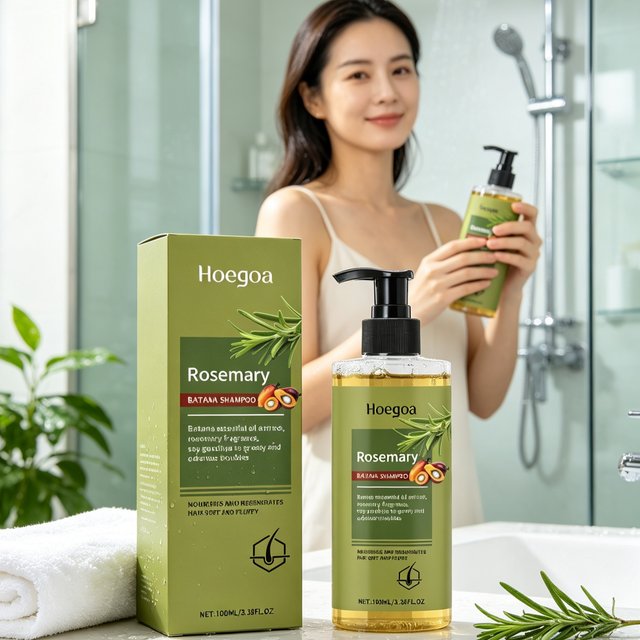 Hoegoa Rosemary Batana Shampoo Soothing Dryness Scalp Strengthen Roots Repair Split Ends Enhance Shine Hair Care Shampoo 100ml