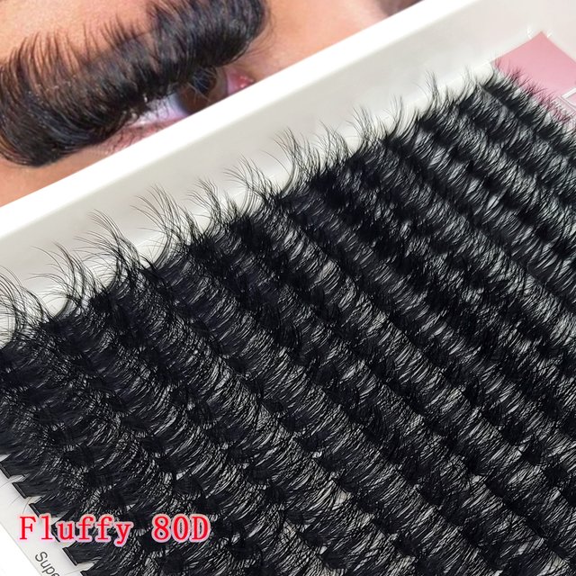 HBZGTLAD 14Row 80D-300D 8D Fluffy Thick Lashes Clusters 10-20mmMix Wispy Individual Lashes Extensions Clusters DIY Makeup False