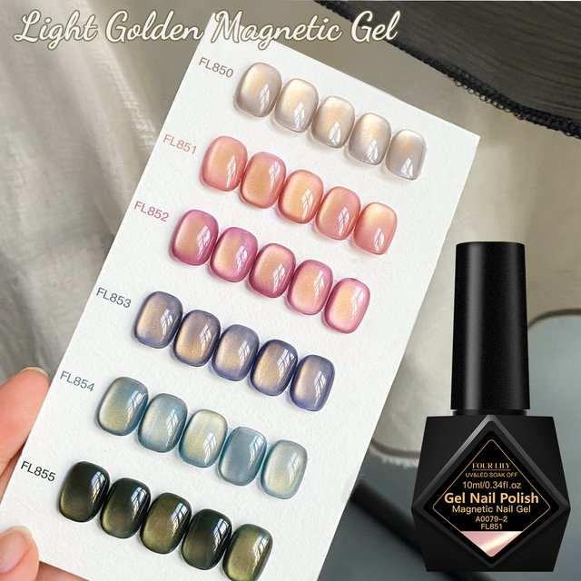 10ml Light Gold Cat Magnetic Gel Nail Polish Pink Ultra Shine Glitter Semi Permanant Soak Off UV LED Gel Varnish Nail Supplies