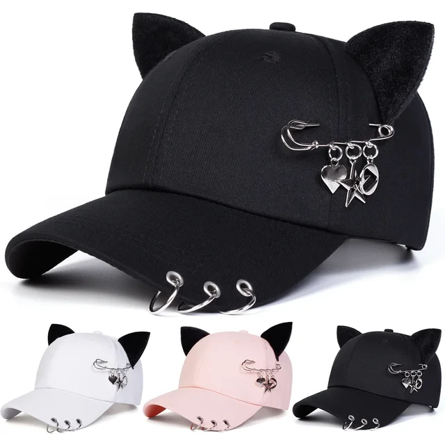 Unisex Cat Ear Pin Love Baseball Caps Spring Autumn Outdoor Adjustable Casual Hats Sunscreen Hat Sports Cap