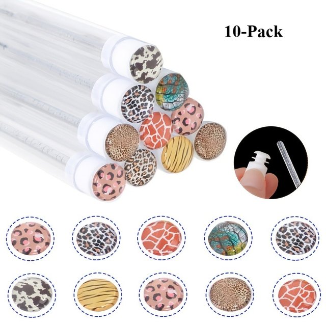 10pcs Leopard print cat-eye mascara brush ,Mascara Tube Brush Set with Protective Case Makeup Brushes, Eyebrow Brush, Random