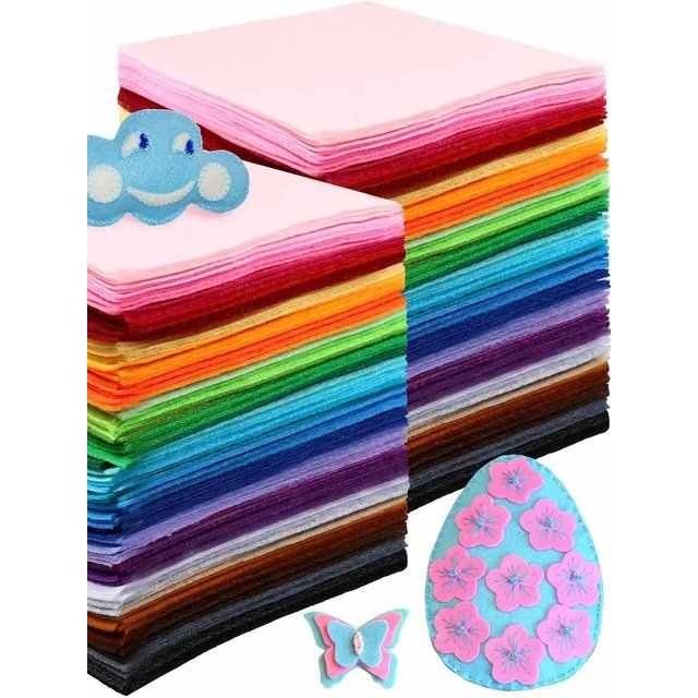 40PCS Felt Fabric Solid Color Pre Cut Blocks Hand Wash Only Suitable For DIY Handmade Sewing Projects And Decoration Production