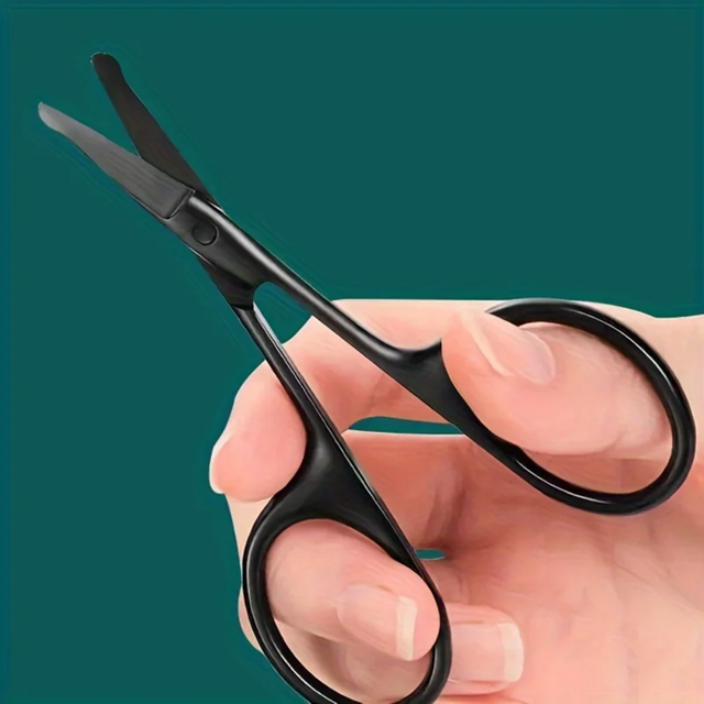 Round-Tip Nose Hair Scissors, Stainless Steel Precision Trimmer for Nose, Ear, Brows & Facial Hair, Unisex