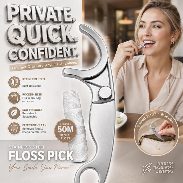 Reusable Stainless Steel Dental Floss Holder Eco Friendly High Tension Locking Design Oral Care Tool With 50m Floss Set
