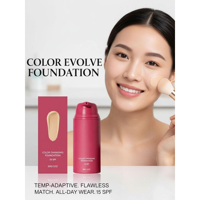 Natural Warm Tone Foundation,Facial Evening Tone,Soft Makeup Finish,Long-Lasting Radiance,Delicate & Sheer Texture