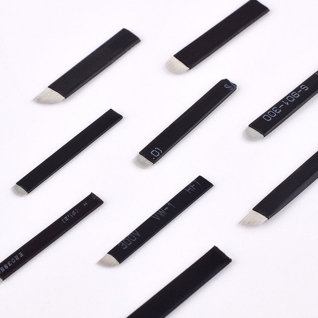 0.18mm Nano Super Sharp Black tebori Microblading Needles Permanent Makeup Needle Eyebrow Manual Tattoo Needles Blade 3D