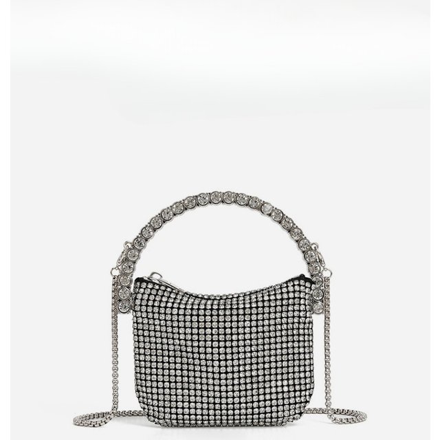 Lipstick Women's Rhinestone Bag Summer Fashion Half-circle Ring Diamond Oblique Span Bag Luxury Crocodile Texture Evening Clutch