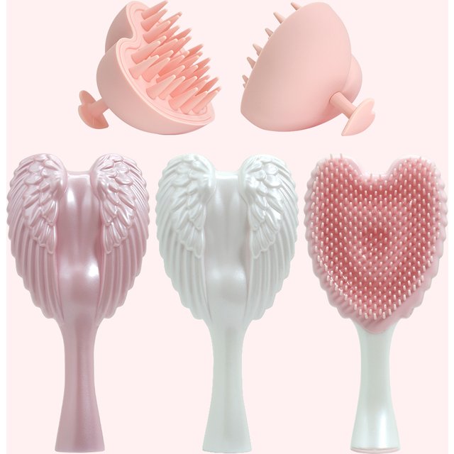 Mini Angel Detangling Hair Brush Silicone Shampoo Brush Head Scalp Massage Combs For Valentine's Day Anniversary Gifts For Woman
