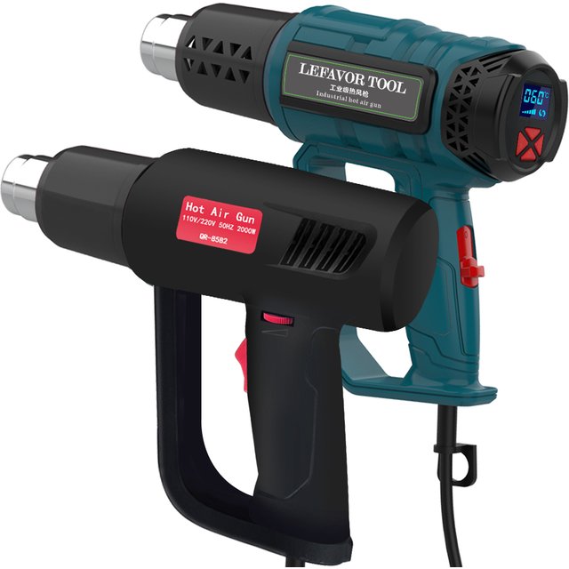 LEFAVOR 2000W Electric Hot Air Gun 220V Industrial Dual Wind Speed Temperature Controlled Building Hair Dryer Heat Gun Nozzle