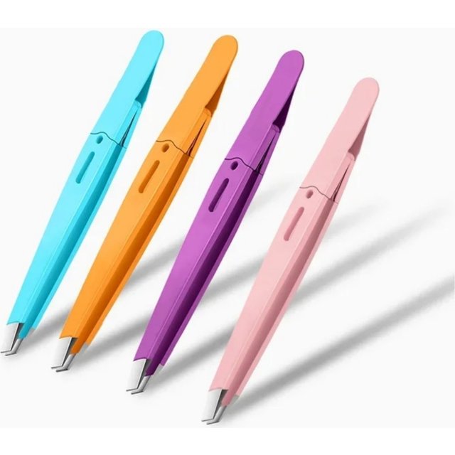186-- Eyebrow Tweezer Colorful Hair Beauty Fine Hairs Puller Stainless Steel Slanted Eye Brow Clips Removal Makeup Tools