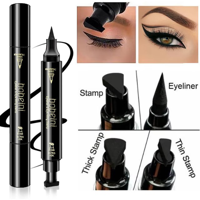 Big Stamp Seal Liquid Eyeliner Pen Waterproof Fast Dry Black Eye Liner Pencil With Eyeliner Cosmetic Double-ended Eyeliner