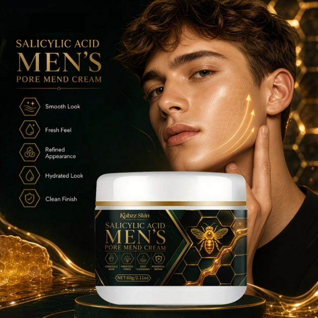 KubzzSkin Men's Salicylic Acid Pore Cream 60g – Pore Minimizing & Acne Control Moisturizer with Niacinamide, Retinol, Hyaluronic