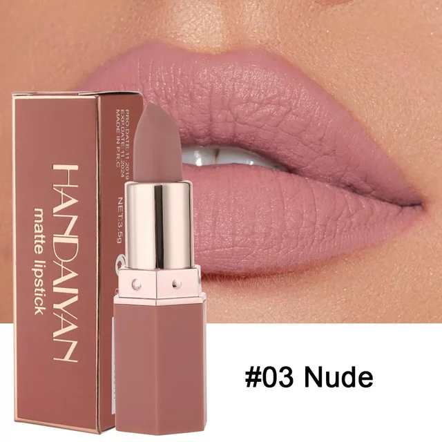 HANDAIYAN 6 Colors Matte Nude Lipstick Waterproof Lasting Sexy Red Pink Lip Stain Beauty Makeup for women Lip Tint Cosmetics