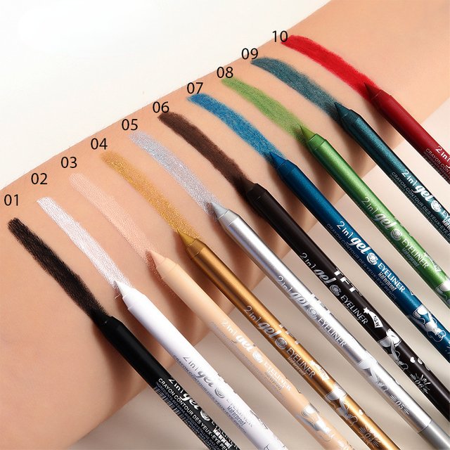 10 Colors Brown Black Glitter Eyeiner Pen for women Waterproof Eyeliner Pencil Pigment Fashion Color Eyes Make Up Cosmetics 1pcs