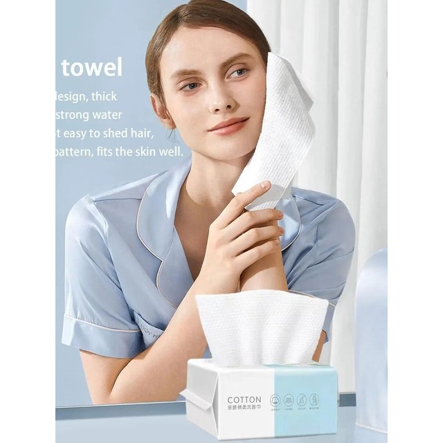 Thick Disposable Facial Towels Soft Cotton Tissue Makeup Remover Wipes for Sensitive Skin Pearl Texture Dry&Wet Use Face Towel