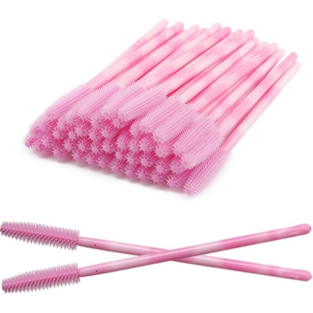 50Pcs Disposable Silicone Eyelash Brush Rainbow Eye Lash Makeup Brushes Mascara Wands Microbrush Eyelashes Extension Beauty Tool