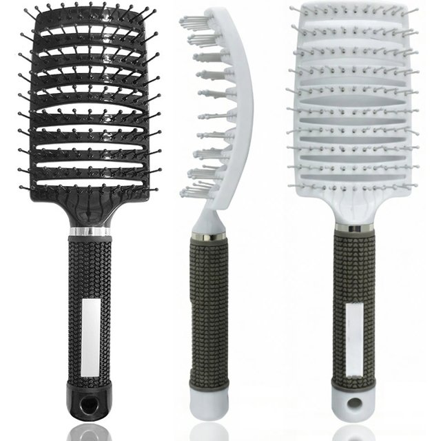 1Pc Detangling Scalp Massage Comb Hairbrushes Curved Nylon Bristle Women Wet Curly Hair Brush Salon Hairdressing Styling Tools
