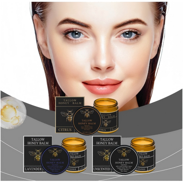 Tallow and Honey Balm - Deep Nourishing & Firming Face Body Tallow Honey Multi-balm Brightens Dull Skin Moisturizer Non-greasy