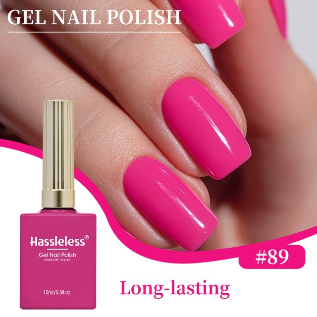 Hassleless Portable Glass Square Bottle Single-Use Solid Color Gel Nail Polish, 15ml Per Bottle, Long-Lasting and Durable, Styli
