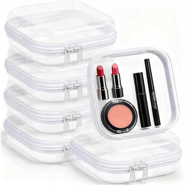 Transparent Hard-Shell Zipper Case, Transparent Zipper Bag Waterproof Makeup Organizer and Travel Toiletry Bag, Transparent Zipper Bag Set, Reusable Transparent Storage Bags for Storing Cosmetics,