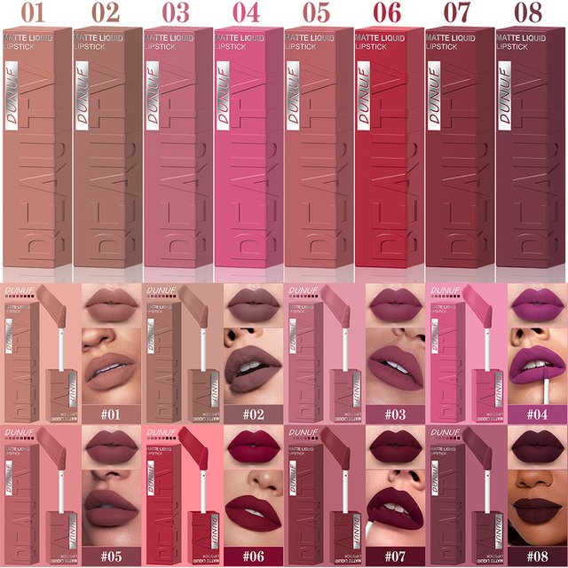 8 Color Nude Brown Matte Liquid Lipstick Velvet Sexy Dark Red Lip Glaze Non-stick Cup Not Easy To Fade Lip Gloss Lipstick Makeup