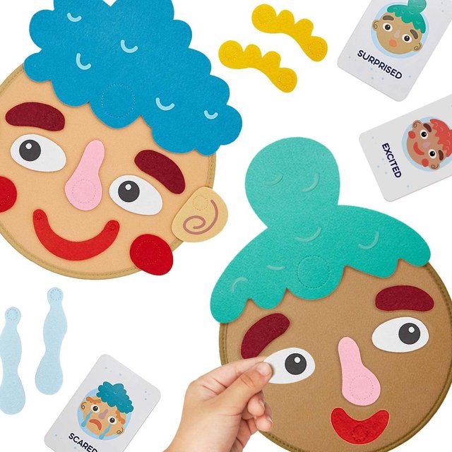 Kids Montessori Facial Expression Game Emotional Change Toys With 9pcs Cards Preschool Learning Educational Toys for Gifts