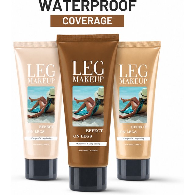 Waterproof Body Makeup for Legs, Full Coverage Leg Concealer Cream, Covers Veins Spots Bruises, Sweat-Resistant Natural Glow